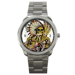 Motorcycle And Skull Cruiser Native American Sport Metal Watch by Sarkoni