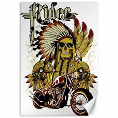 Motorcycle And Skull Cruiser Native American Canvas 12  X 18  by Sarkoni