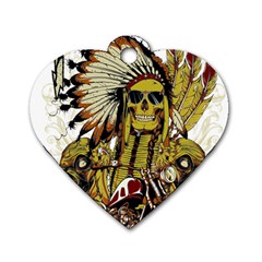 Motorcycle And Skull Cruiser Native American Dog Tag Heart (one Side) by Sarkoni