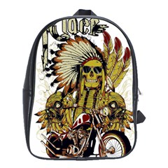 Motorcycle And Skull Cruiser Native American School Bag (large) by Sarkoni