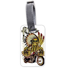 Motorcycle And Skull Cruiser Native American Luggage Tag (one Side) by Sarkoni