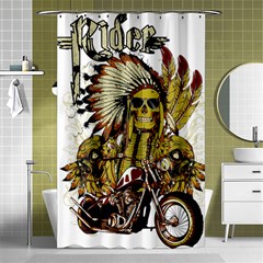 Motorcycle And Skull Cruiser Native American Shower Curtain 48  X 72  (small)  by Sarkoni