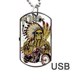 Motorcycle And Skull Cruiser Native American Dog Tag Usb Flash (one Side) by Sarkoni