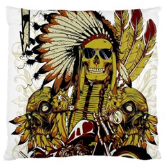 Motorcycle And Skull Cruiser Native American Large Cushion Case (two Sides) by Sarkoni