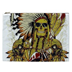 Motorcycle And Skull Cruiser Native American Cosmetic Bag (xxl) by Sarkoni