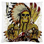 Motorcycle And Skull Cruiser Native American Large Premium Plush Fleece Cushion Case (Two Sides) Back