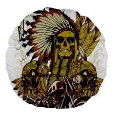 Motorcycle And Skull Cruiser Native American Large 18  Premium Flano Round Cushions by Sarkoni