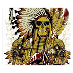 Motorcycle And Skull Cruiser Native American Two Sides Premium Plush Fleece Blanket (small) by Sarkoni