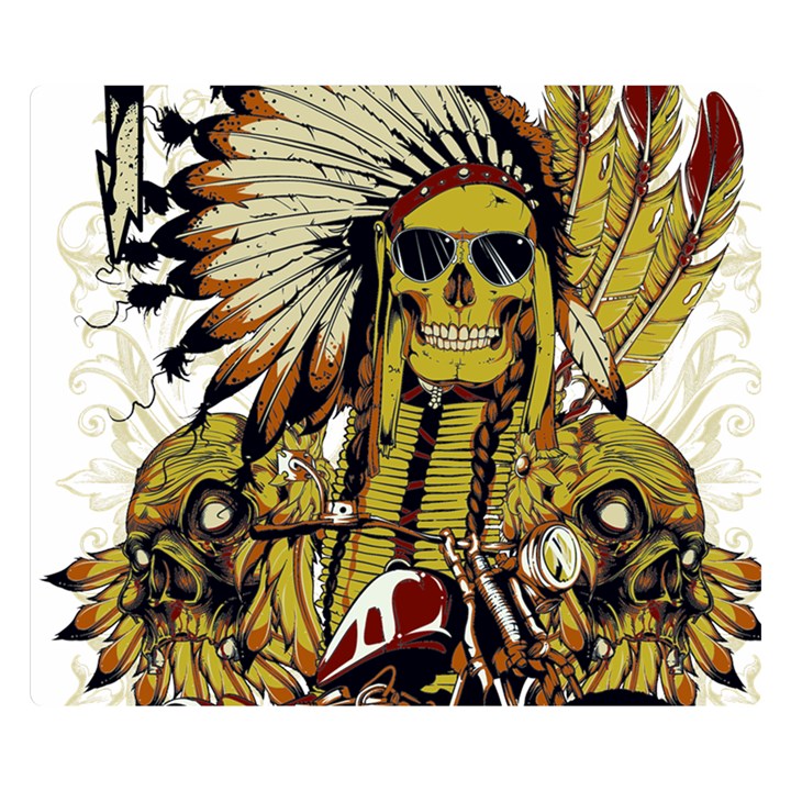 Motorcycle And Skull Cruiser Native American Two Sides Premium Plush Fleece Blanket (Small)