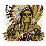 Motorcycle And Skull Cruiser Native American Two Sides Premium Plush Fleece Blanket (Small) 50 x40  Blanket Back