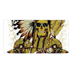 Motorcycle And Skull Cruiser Native American Satin Shawl 45  X 80  by Sarkoni