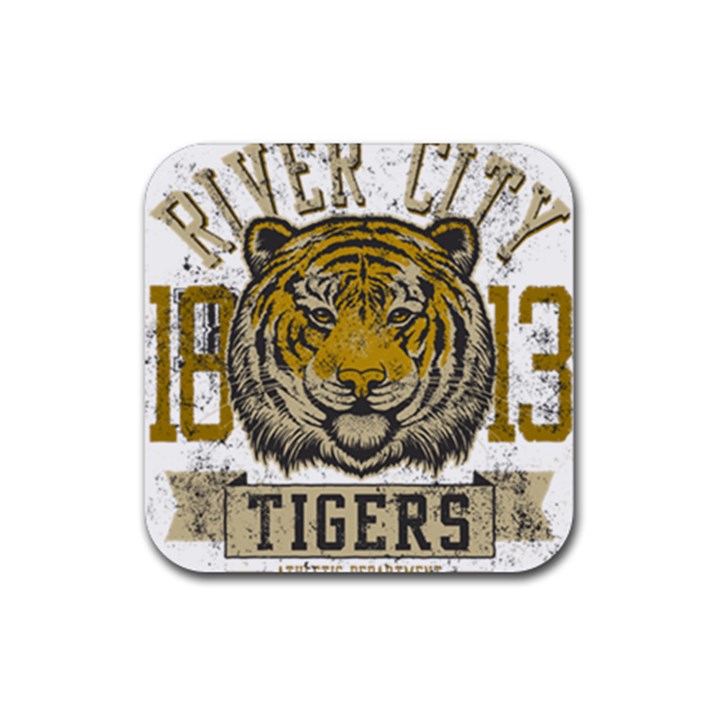 1813 River City Tigers Athletic Department Rubber Coaster (Square)