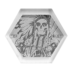 Motorcycle And Skull Cruiser Native American Hexagon Wood Jewelry Box by Sarkoni