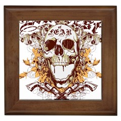 Harvest Of Fear Logo Illustration Skull Pistol Framed Tile by Sarkoni