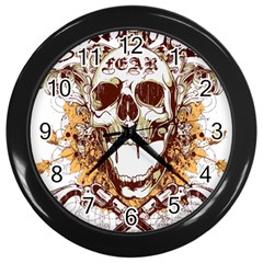 Harvest Of Fear Logo Illustration Skull Pistol Wall Clock (black) by Sarkoni