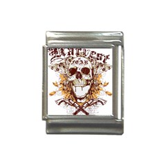 Harvest Of Fear Logo Illustration Skull Pistol Italian Charm (13mm) by Sarkoni