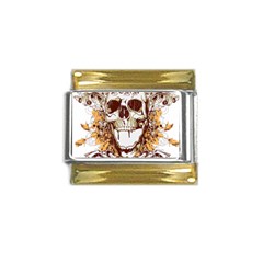 Harvest Of Fear Logo Illustration Skull Pistol Gold Trim Italian Charm (9mm) by Sarkoni