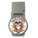 Harvest Of Fear Logo Illustration Skull Pistol Money Clips (Round)  Front