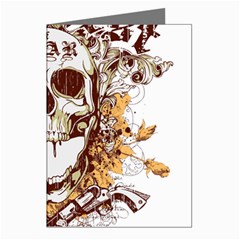 Harvest Of Fear Logo Illustration Skull Pistol Greeting Cards (pkg Of 8)