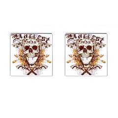 Harvest Of Fear Logo Illustration Skull Pistol Cufflinks (square) by Sarkoni