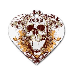 Harvest Of Fear Logo Illustration Skull Pistol Dog Tag Heart (one Side) by Sarkoni