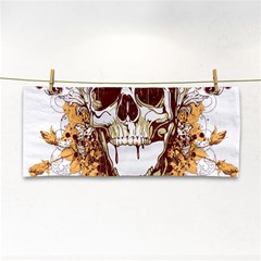 Harvest Of Fear Logo Illustration Skull Pistol Hand Towel by Sarkoni