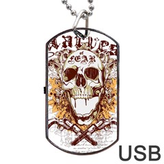 Harvest Of Fear Logo Illustration Skull Pistol Dog Tag Usb Flash (one Side) by Sarkoni