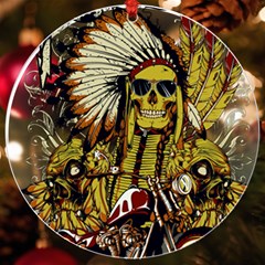 Motorcycle And Skull Cruiser Native American Uv Print Acrylic Ornament Round by Sarkoni