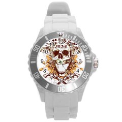 Harvest Of Fear Logo Illustration Skull Pistol Round Plastic Sport Watch (l) by Sarkoni