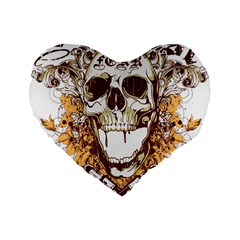 Harvest Of Fear Logo Illustration Skull Pistol Standard 16  Premium Heart Shape Cushions by Sarkoni