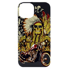 Motorcycle And Skull Cruiser Native American Iphone 14 Black Uv Print Case by Sarkoni