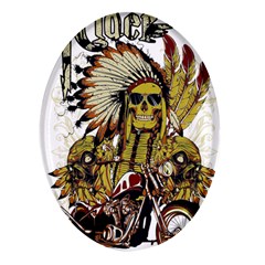 Motorcycle And Skull Cruiser Native American Oval Glass Fridge Magnet (4 Pack) by Sarkoni