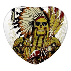 Motorcycle And Skull Cruiser Native American Heart Glass Fridge Magnet (4 Pack) by Sarkoni