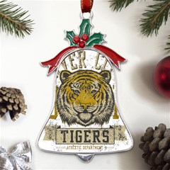 1813 River City Tigers Athletic Department Metal Holly Leaf Bell Ornament by Sarkoni