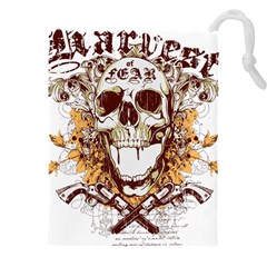 Harvest Of Fear Logo Illustration Skull Pistol Drawstring Pouch (5xl) by Sarkoni