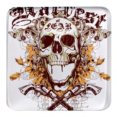 Harvest Of Fear Logo Illustration Skull Pistol Square Glass Fridge Magnet (4 Pack)