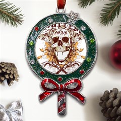 Harvest Of Fear Logo Illustration Skull Pistol Metal X mas Lollipop With Crystal Ornament by Sarkoni