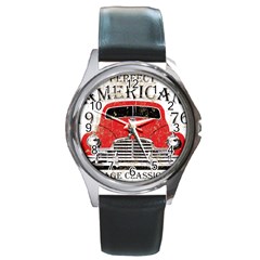 Perfect American Vintage Classic Car Signage Retro Style Round Metal Watch by Sarkoni