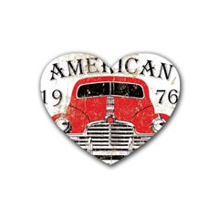 Perfect American Vintage Classic Car Signage Retro Style Rubber Coaster (heart) by Sarkoni