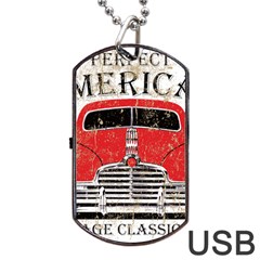 Perfect American Vintage Classic Car Signage Retro Style Dog Tag Usb Flash (one Side) by Sarkoni