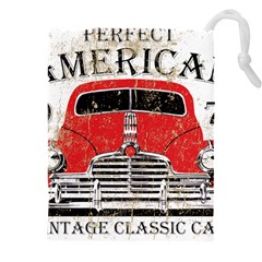 Perfect American Vintage Classic Car Signage Retro Style Drawstring Pouch (4xl) by Sarkoni