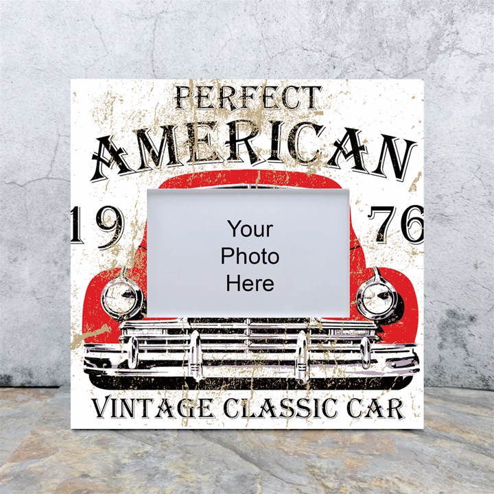 Perfect American Vintage Classic Car Signage Retro Style White Box Photo Frame 4  x 6 