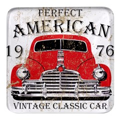 Perfect American Vintage Classic Car Signage Retro Style Square Glass Fridge Magnet (4 Pack) by Sarkoni