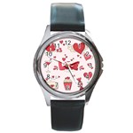 Hand Drawn Valentines Day Element Collection Round Metal Watch Front