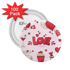 Hand Drawn Valentines Day Element Collection 2 25  Buttons (100 Pack)  by Bedest