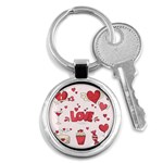 Hand Drawn Valentines Day Element Collection Key Chain (Round) Front