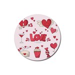 Hand Drawn Valentines Day Element Collection Rubber Round Coaster (4 pack) Front