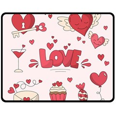 Hand Drawn Valentines Day Element Collection Fleece Blanket (medium) by Bedest