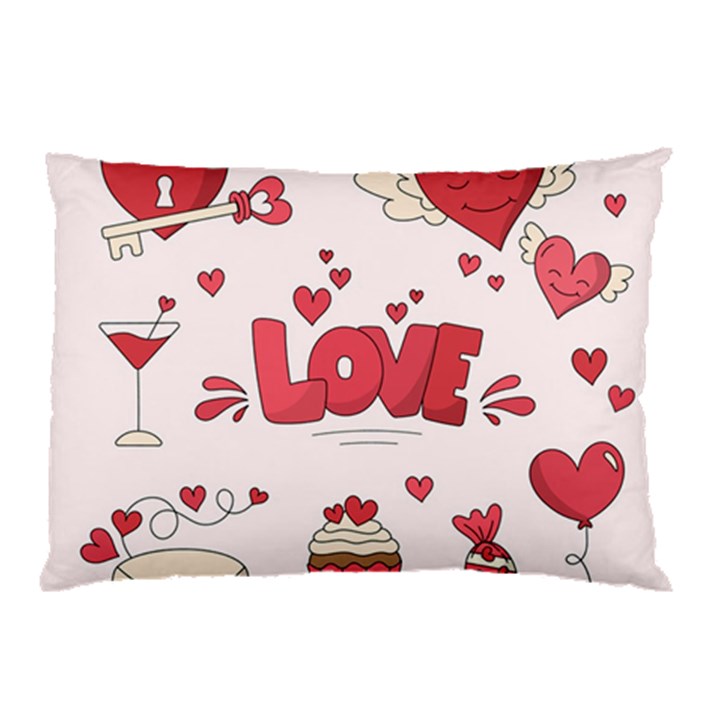 Hand Drawn Valentines Day Element Collection Pillow Case (Two Sides)