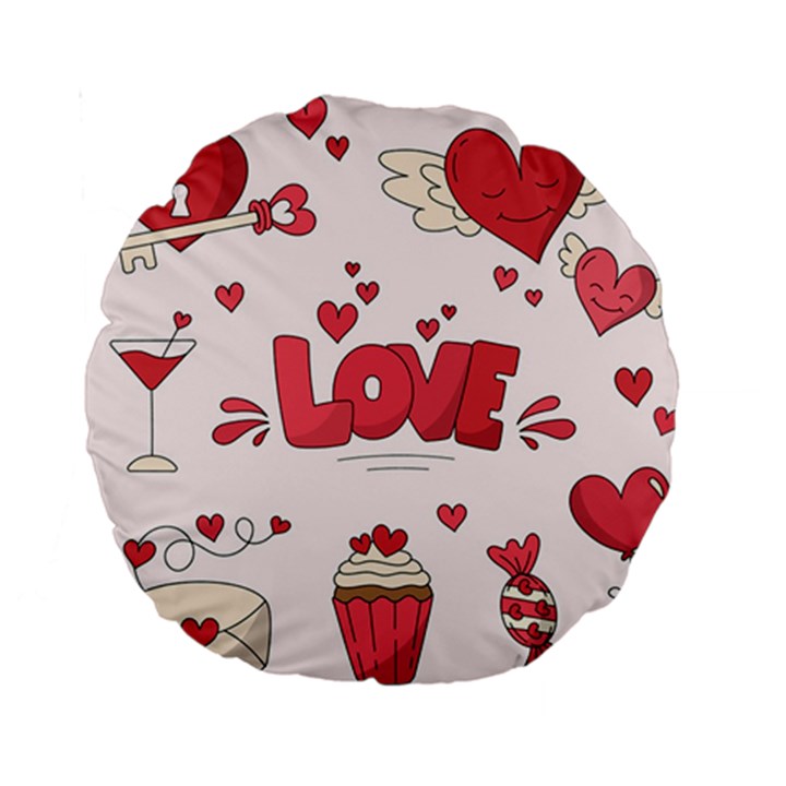 Hand Drawn Valentines Day Element Collection Standard 15  Premium Round Cushions